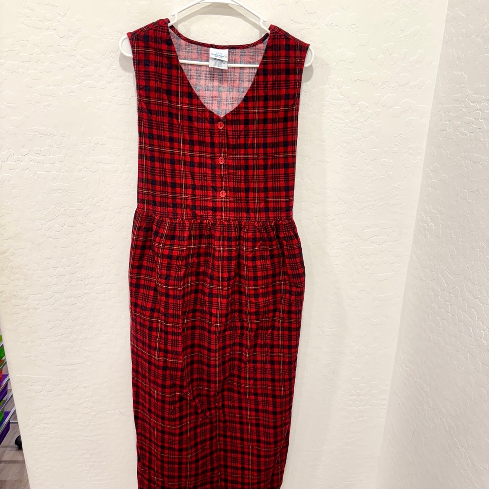 Bobbie Brooks Plaid Midi Dress Womens 18W Midi Sleeveless Christmas Holiday